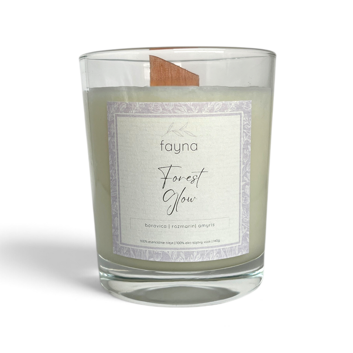 Sójová sviečka FAYNA Forest Glow 180 g s dreveným knotom