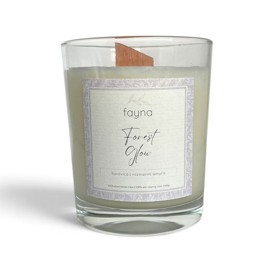 Sójová sviečka FAYNA Forest Glow 180 g s dreveným knotom