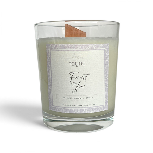 Sójová sviečka FAYNA Forest Glow 180 g s dreveným knotom