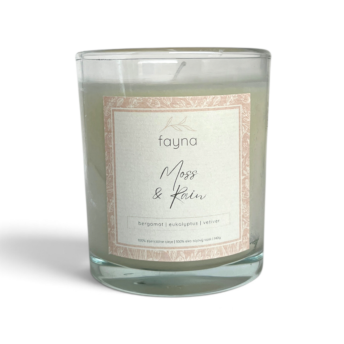 Sójová sviečka FAYNA Moss & Rain 140 g v talianskom skle