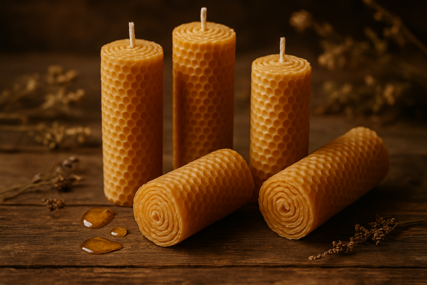 Rolled honey candles