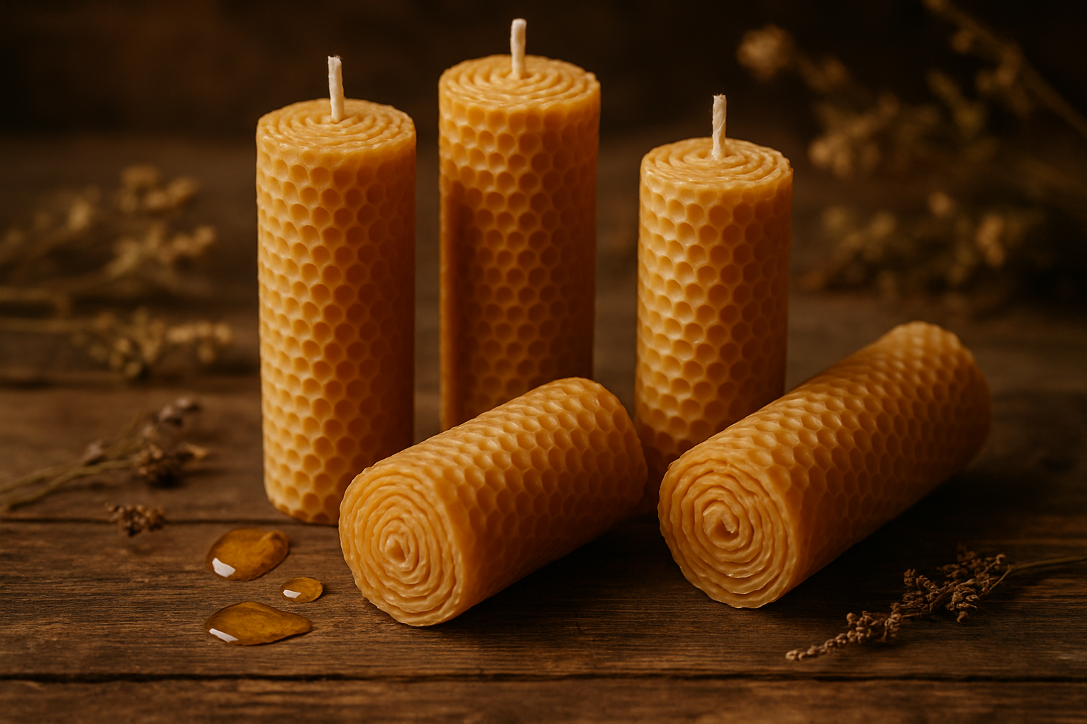 Rolled honey candles