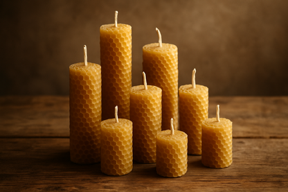 Set of hand-rolled beeswax candles